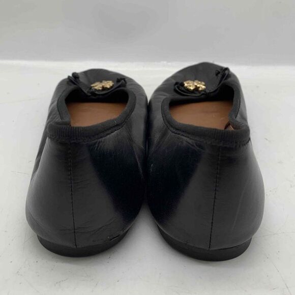 Tory Burch Women's Black Goat Leather Logo Charm Ballet Flat Shoes 8M - Picture 6 of 10